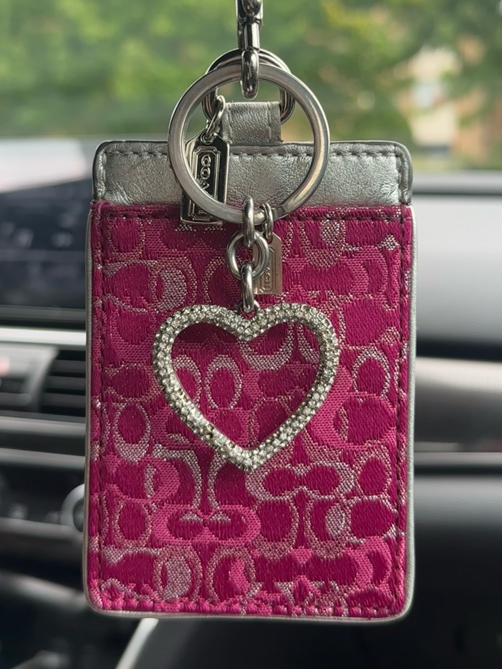 Rare Coach Pink & Silver Lanyard ID Holder 💕